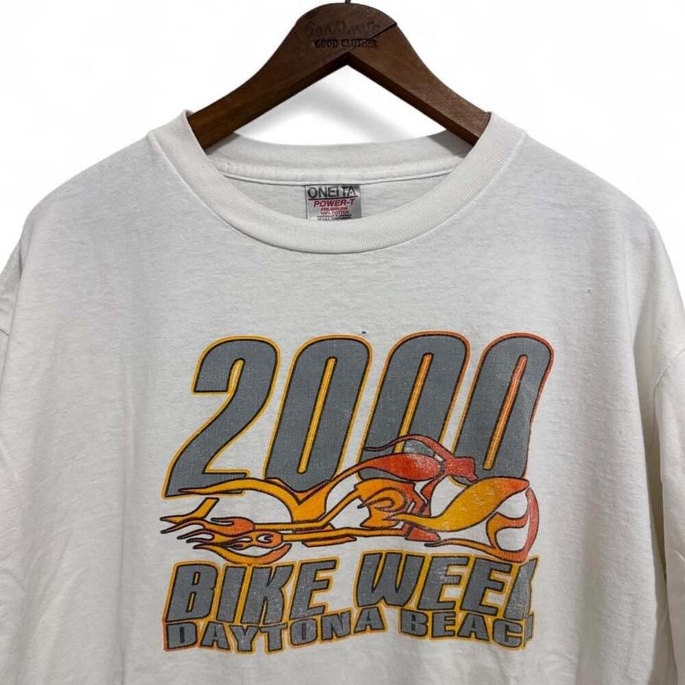 Vintage 2000 Oneita Daytona Beach Bike Week Motorcycle Rally Graphic T-Shirt XL